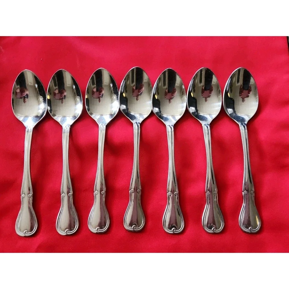 Reed & Barton Regents Park Place Oval Teaspoons Stainless Flatware Lot of 7